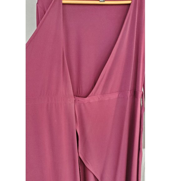 Dark Red Long Sleeve Wrap Dress - Picture 5 of 6